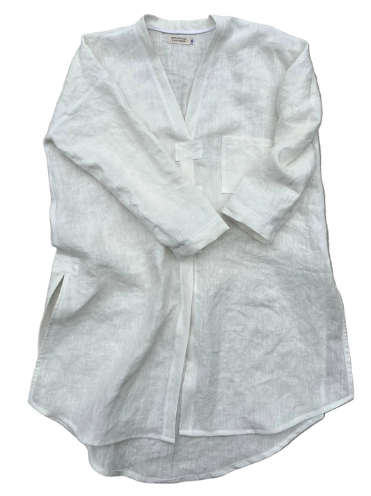White hemp tunic on a gray background