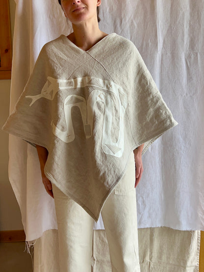 Snake Poncho in Natural Linen