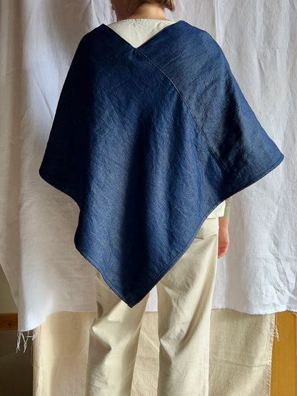 Snake Poncho in Japanese Denim