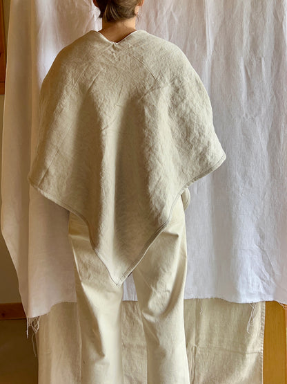 Snake Poncho in Natural Linen