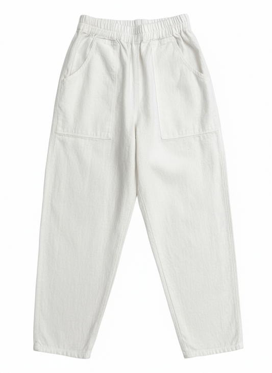 White hemp pants on a white background
